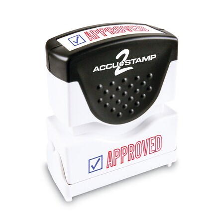 Accu-Stamp2 Pre-Inked Shutter Stamp, Red/Blue, APPROVED, 1.63 x 0.5 035525